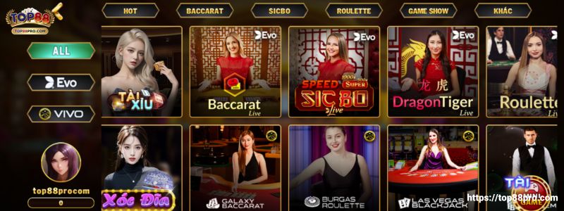 Nhung tua game hot nhat tai sanh Live Casino Top88